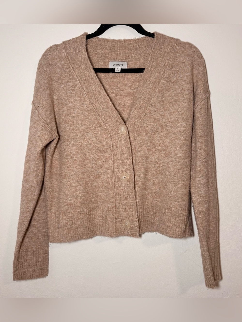 EVEREVE Womens Knit Cardigan Beige Size small S Button